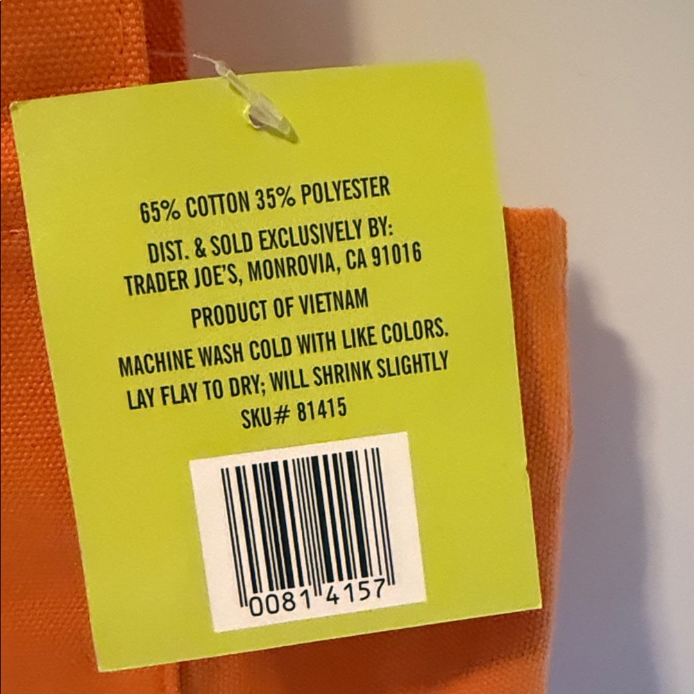 Trader Joe's & Longhorns Orange Mini Tote Bag - Picture 3 of 5